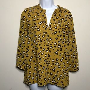 Zara Gold Yellow Animal Print Blouse Size Medium M
